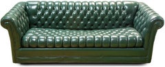 Green Leather Chesterfield Sofa