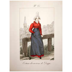 Etching by Lante, Engraving Gatine #65 Costume Des Environs de Dieppe