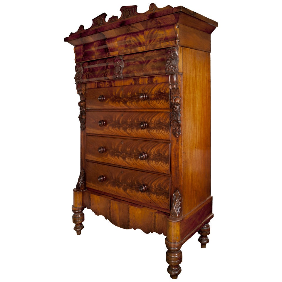 Tall Louis Philippe Style Mahogany Chest of Drawers For Sale