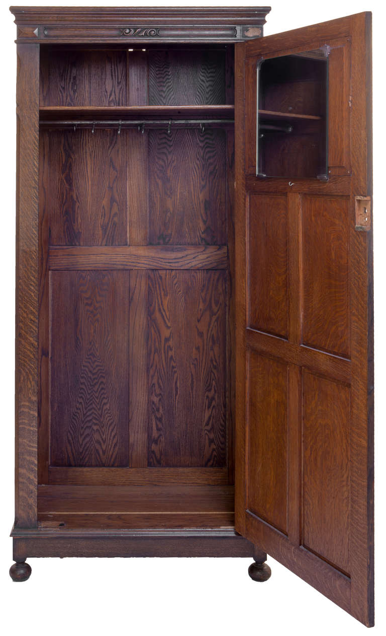 Carved Jacobean Revival Style Oak Wardrobe