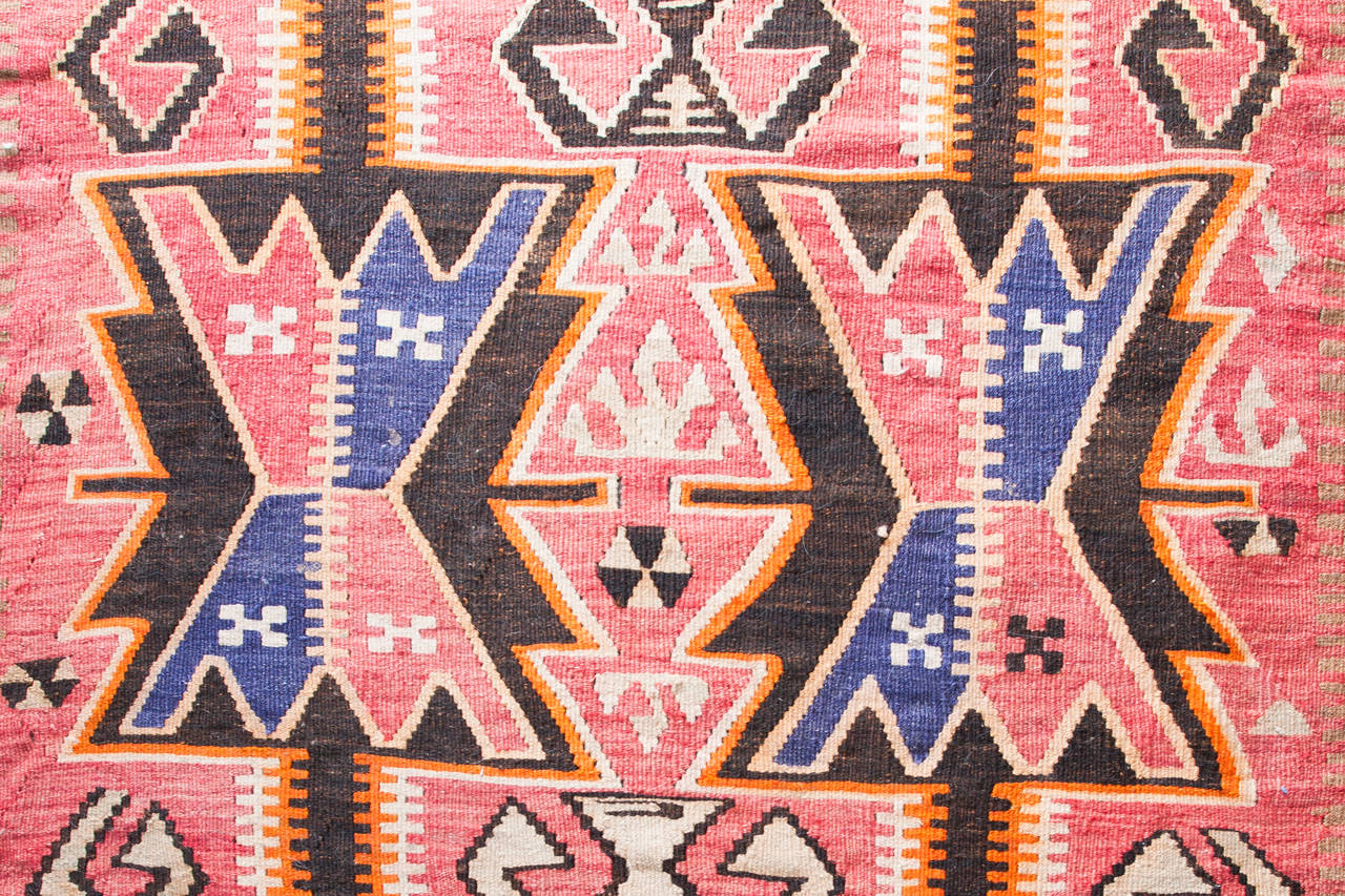 Hand-Knotted Antique Kilim For Sale