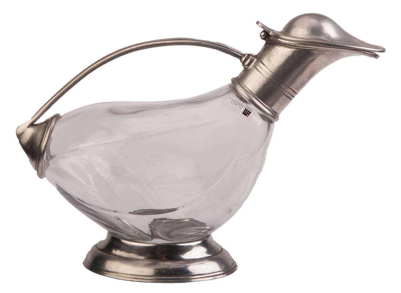 Italian Glass and Pewter Pitcher Set For Sale