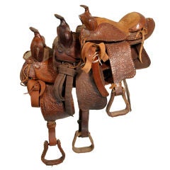Set of Three Vintage Western Saddles