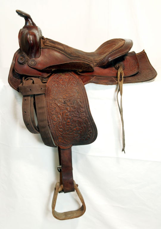 20th Century Set of Three Antique Western Saddles