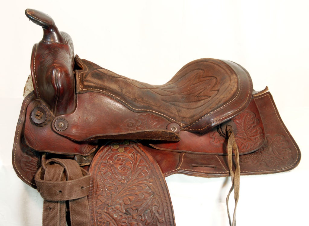 Wool Set of Three Antique Western Saddles