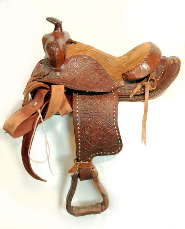 Set of Three Antique Western Saddles 1