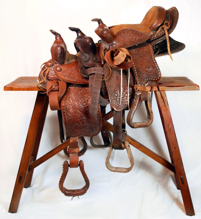 Set of Three Antique Western Saddles 3