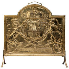 British Royal Coat of Arms Hammered Brass Fire Screen