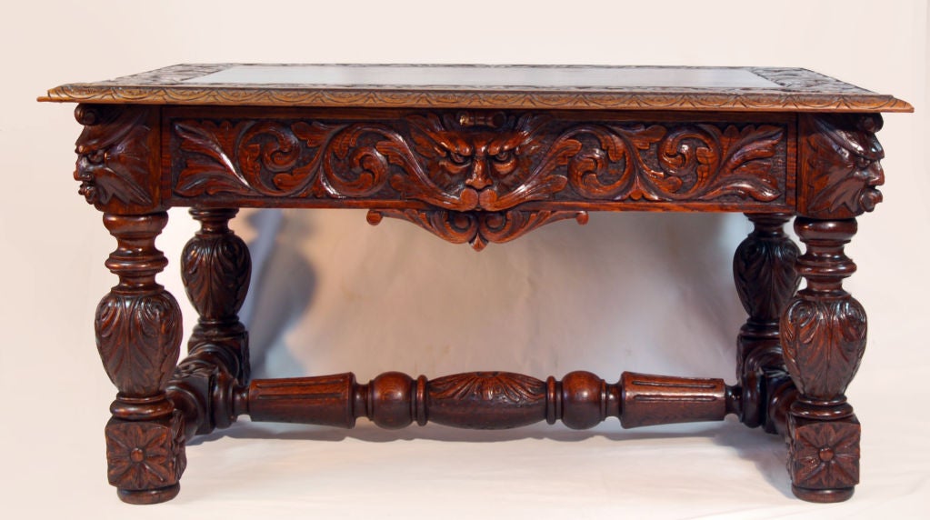 antique furniture with carved faces