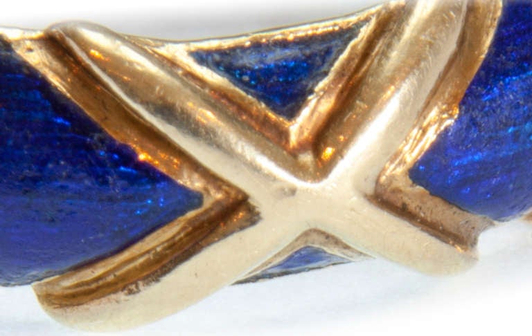 Tiffany 18k Yellow Gold and Blue Cloisonné Ring 1