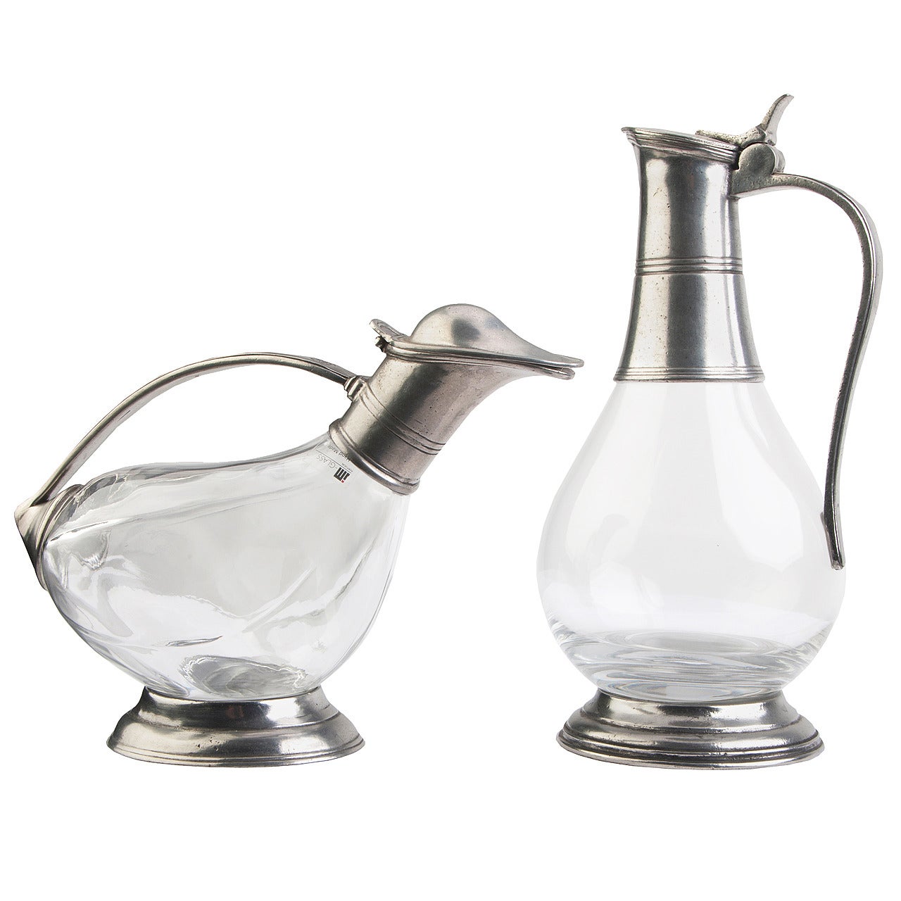 Glass and Pewter Pitcher Set