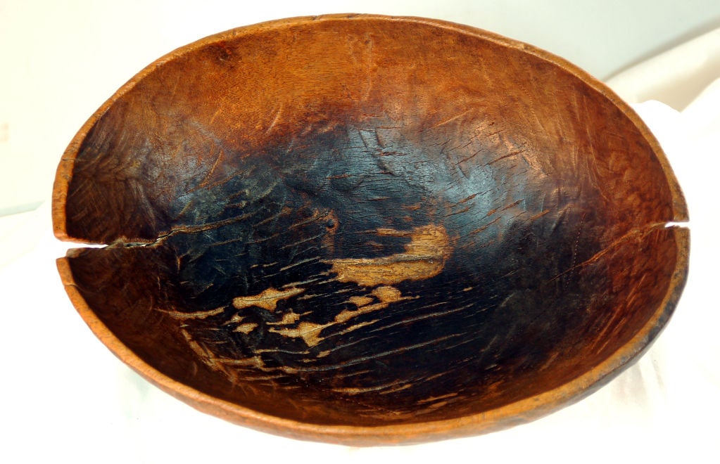 Chestnut bread bowl from the Appalachian Mountains. One could not ask for a better patina on this kind of piece.