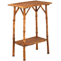 Victorian Tortoise Shell Bamboo and Woven Cane Plant Stand 7