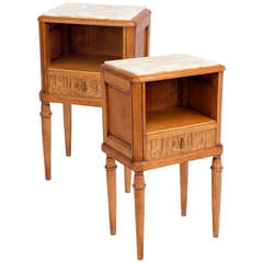Vintage Rhulman Style Pair of Bedside Tables with Onyx Tops