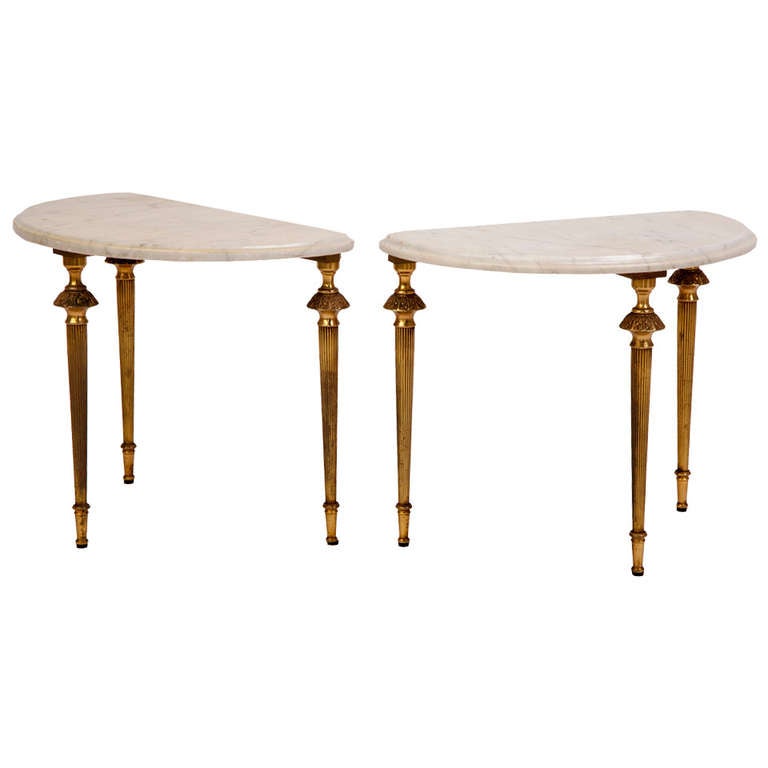 Pair of Midcentury French Marble Occasional Tables For Sale