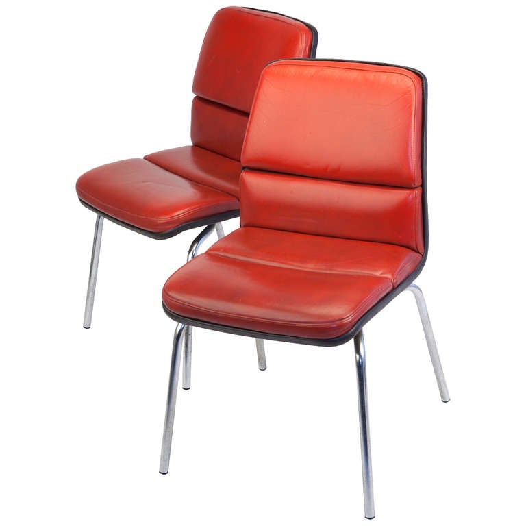 Pair of Midcentury Leather Chairs, Designer Sedus For Sale