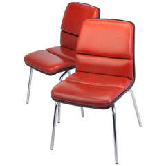 Vintage Pair of Midcentury Leather Chairs, Designer Sedus