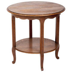 Vintage French Country Round Oak Occassional Table