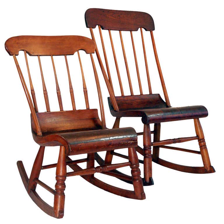 Hand-Made Pair of Boston Rockers for Mother and Child For Sale at ...