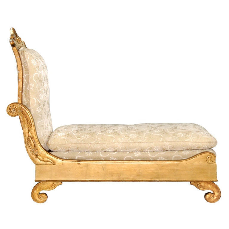 Enchanteresseuse chaise longue française de style Empire