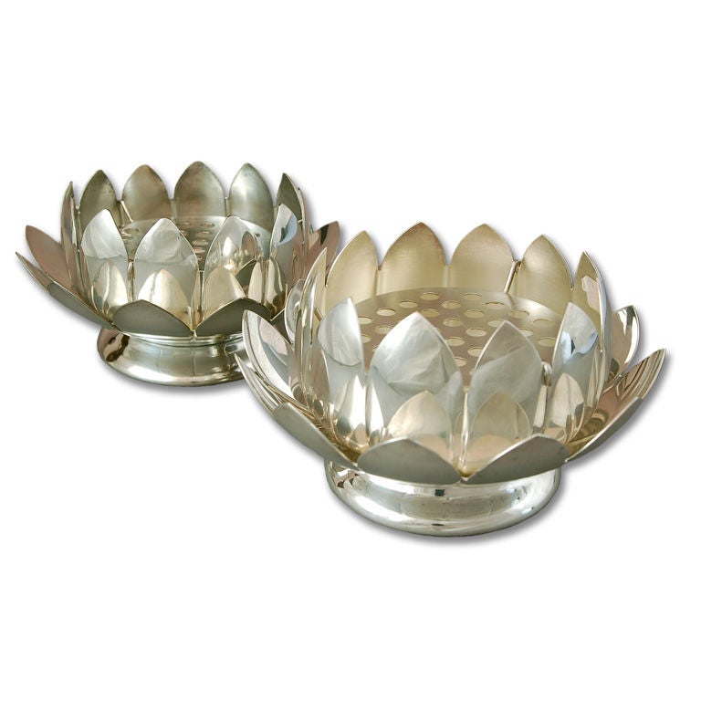 Collection of Silver Lotus Bud Vases