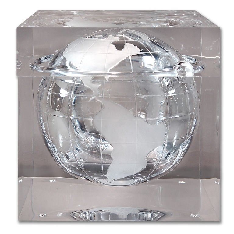 Mid-Century Modern Lucite Globe Ice Bucket