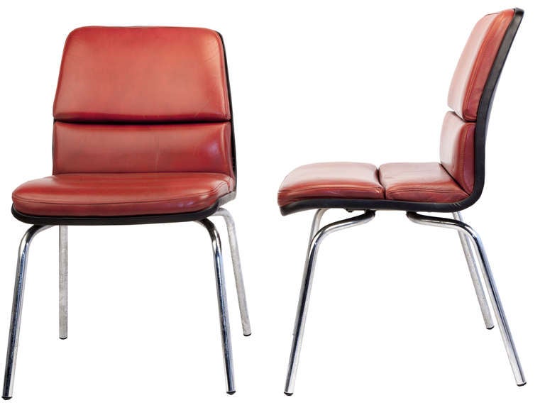 German Pair of Midcentury Leather Chairs, Designer Sedus For Sale