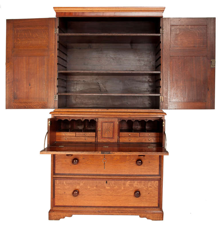 American 19th Century Two-Piece English Butler's Secretary For Sale