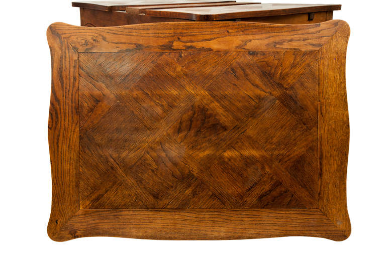 French Country Walnut Marquetry Dining Table with Leaves 3