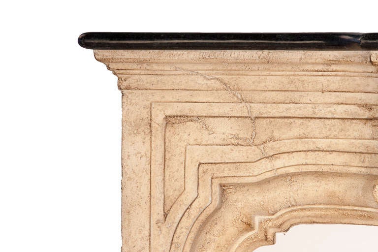 Lovely edge-molding details. Faux Granite top and faux wood veneer surround. Perfect to achieve the ambient look and feel of a real fireplace in a city apartment with candles lit underneath.