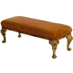 Vintage Rococo Style Suede Bench