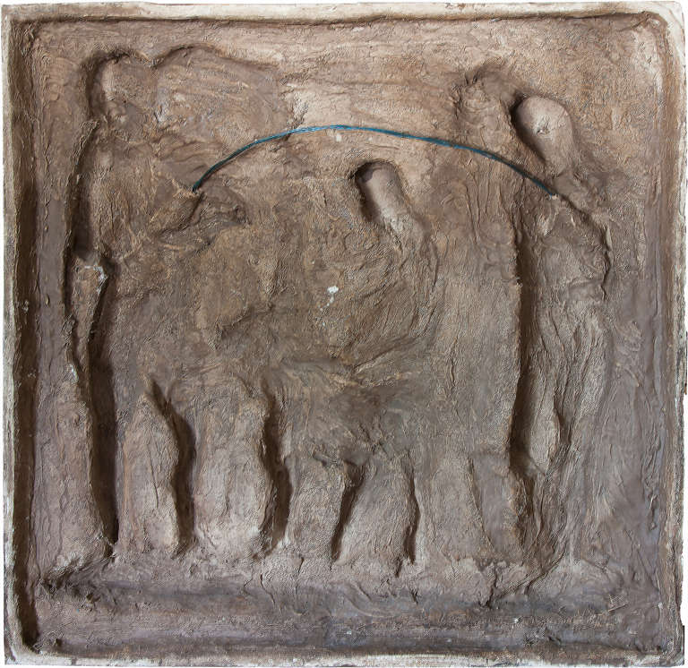 Bas-relief des Ménestrels en terre cuite, plâtre de Paris avec finition en terre cuite