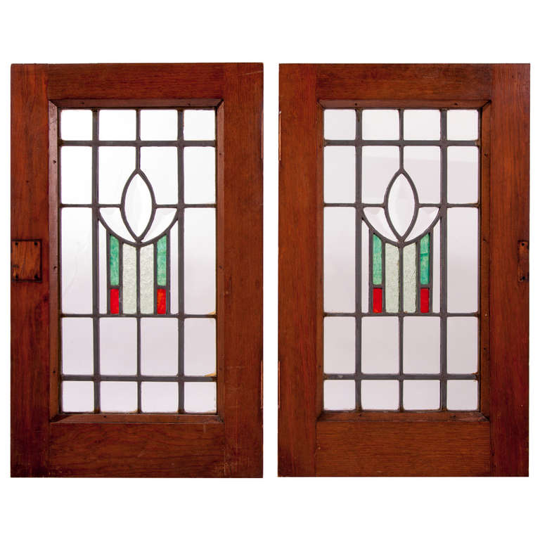 Pair of Art Deco Stained Glass Windows For Sale at 1stdibs