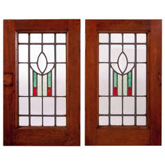 Pair of Art Deco Stained Glass Windows 1