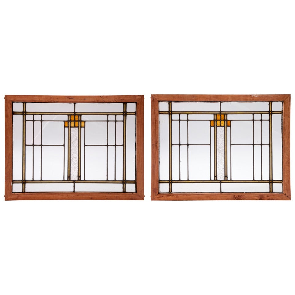 Twin Deco Stained Glass For Sale