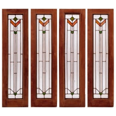 Conjunto de cuatro vidrieras Art Decó