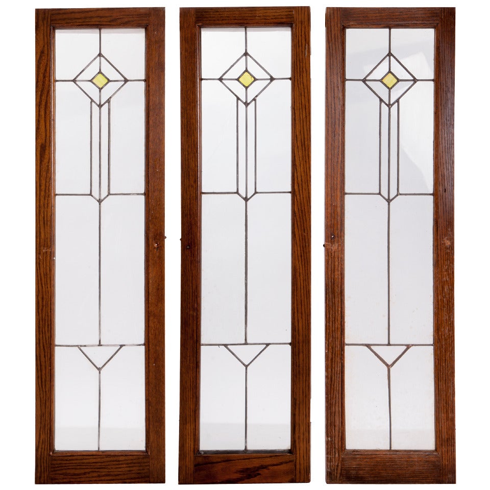 Turn of Century Triptych Stained Glass Windows For Sale