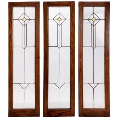 Vintage Turn of Century Triptych Stained Glass Windows