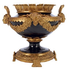 French Empire Style Porcelain Urn with Bronze Dore Trim