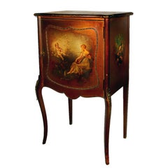 Antique Hand-Painted Sheet Music Cabinet with Bronze Mounts, circa 1895