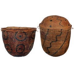 Pair of Early African Grass Grain Baskets