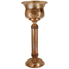 American Victorian Copper Plant Stand With Fleur De lis