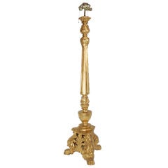 Carved Georgian Style Gilt Wood Torchiere Floor Lamp