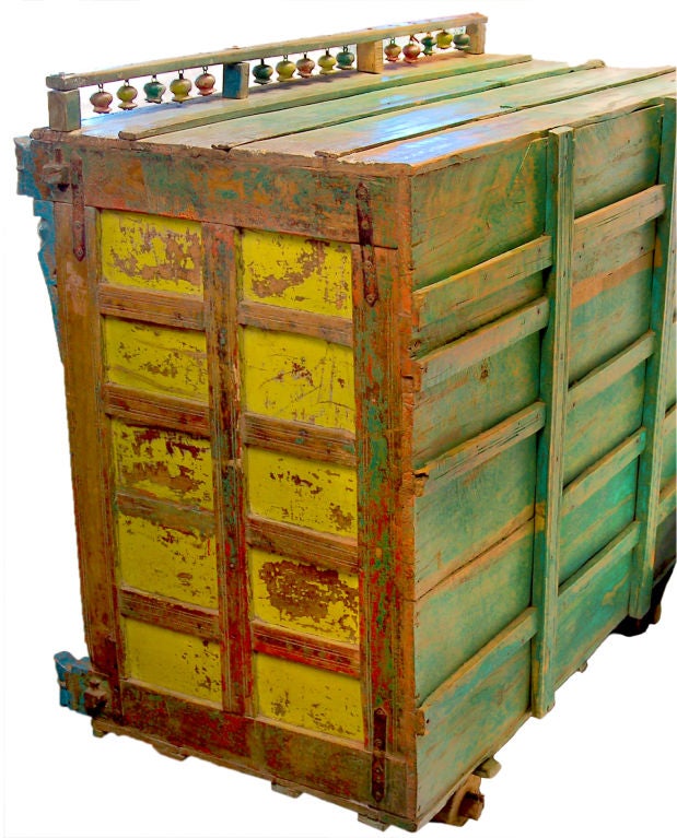 Iron 18th Century Manjoosh Indian Teak Cart For Sale