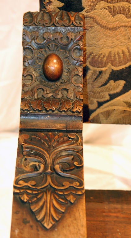 English Spanish Colonial Oak Armchairs with Lion Heads For Sale