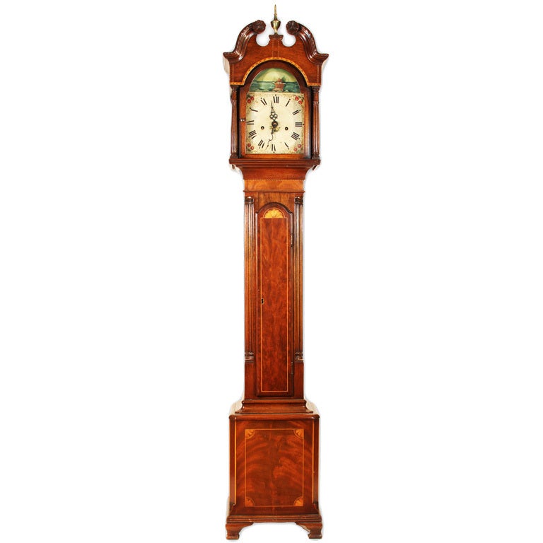 Federal Style Grandmother's Clock with Sailing Ship Motif