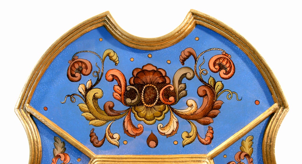 Pair of Venetian Style Reversed Andean Glass Painted Mirrors