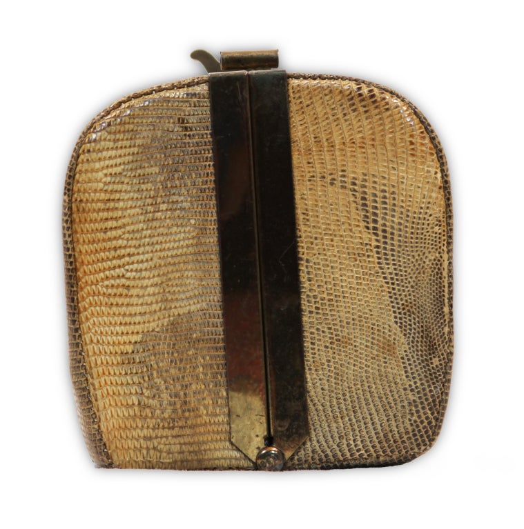 Deco Style Mid Century Eidechse Hard Case Handtasche (Mitte des 20. Jahrhunderts) im Angebot