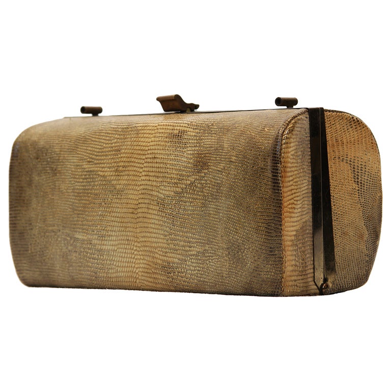 Deco Style Mid Century Eidechse Hard Case Handtasche im Angebot