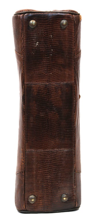 Bolso vintage de piel de lagarto de Sterling mediados del siglo XX en venta